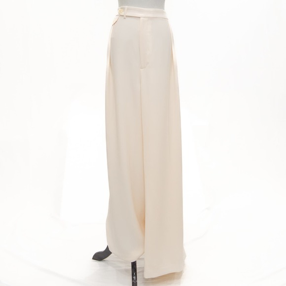 Ralph Lauren Pants - NWT Ralph‎ Lauren Pleated Georgette Wide Leg Pants In Winter Cream Size 18